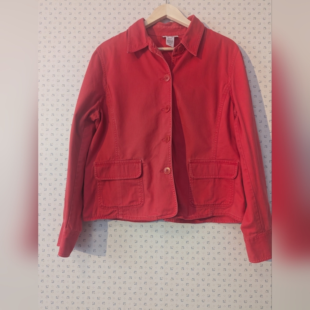 Jones New York Sport Jacket Blazer Red Denim Style Casual Dress Down Saturday XL